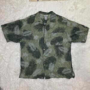 Breakwater 100% Rayon Hawaiian Green Tropical Shirt Short Sleeve Men’s Size M